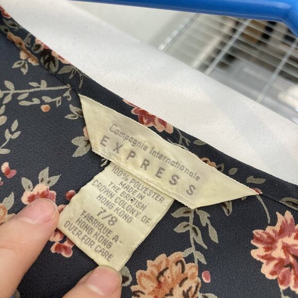 Vintage Compagnie Internationale EXPRESS Floral Maxi Dress Size 7/8 Y2K Retro - Picture 5 of 7